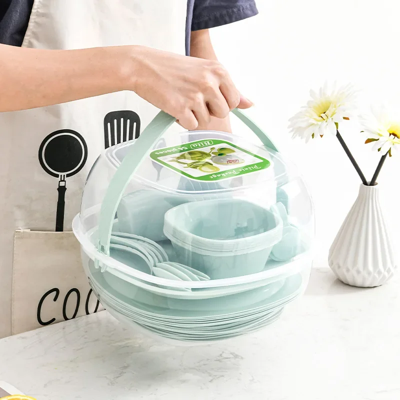 Camping Cooking Dining Set - طقم أدوات مائدة بلاستيكية محمولة للاستخدام