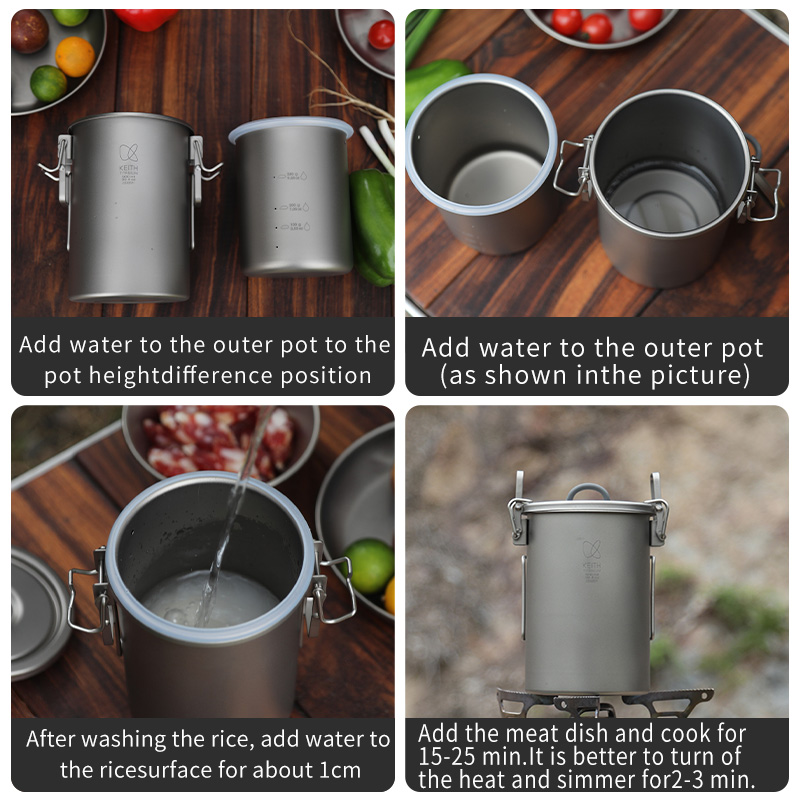 قدر أرز من التيتانيوم النقي من - مراجعة Camping Hiking Cooking وسعره