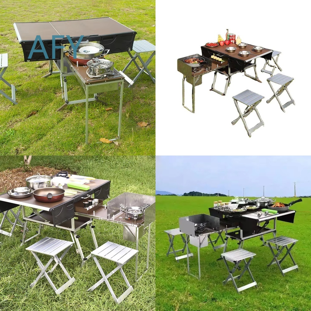 عربة طعام محمولة قابلة للطي لل - مراجعة Camping Cooking Dining Set وسعره